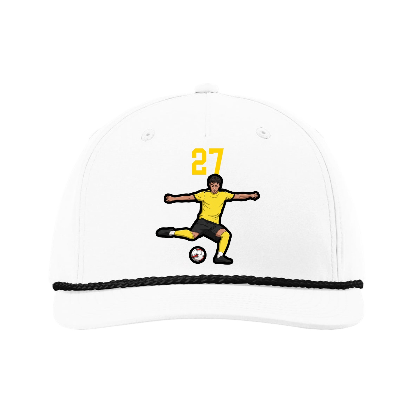 Five-Panel Classic Rope Cap — Number Top in White