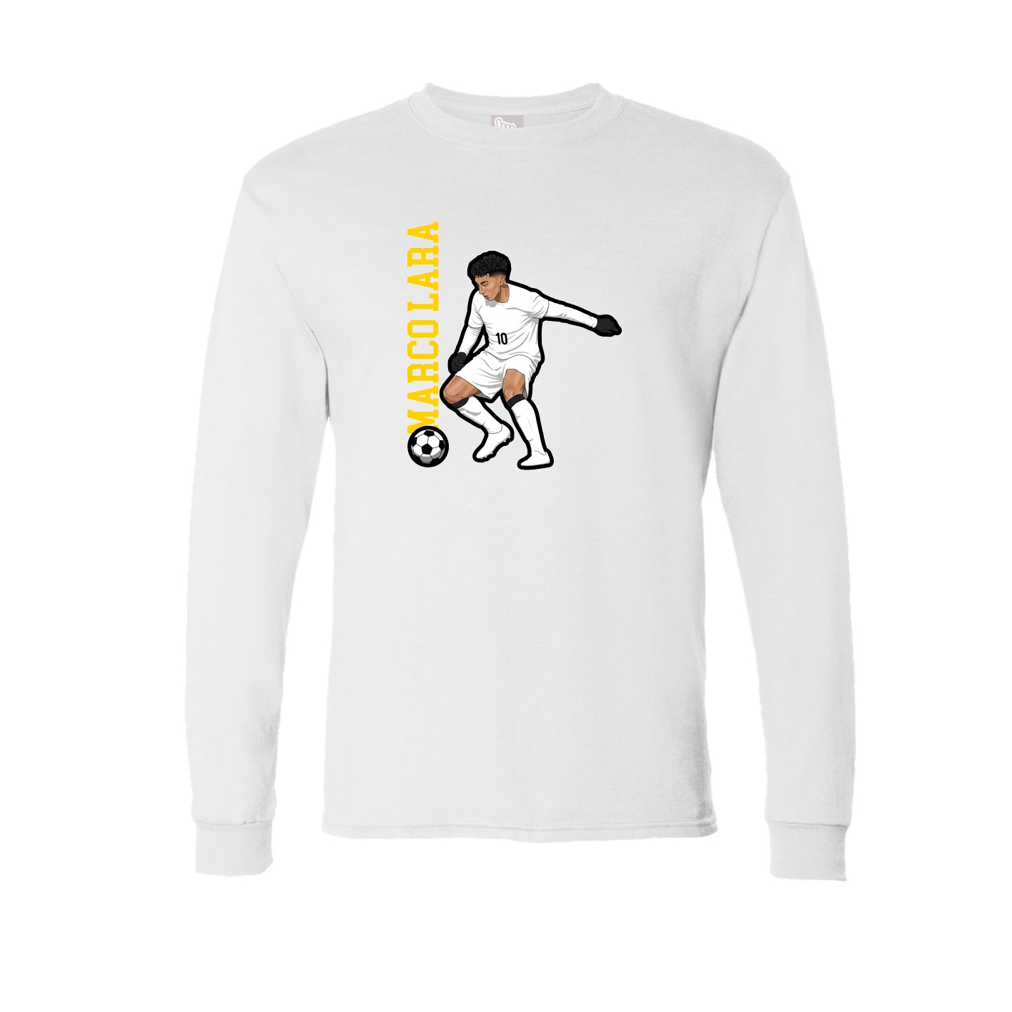 Long Sleeve Tee — Name Vertical in White