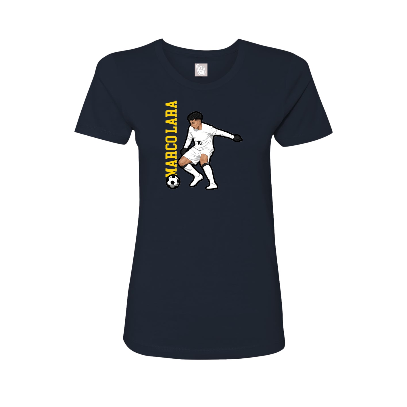 Fitted Women's Tee — Name Vertical in Navy