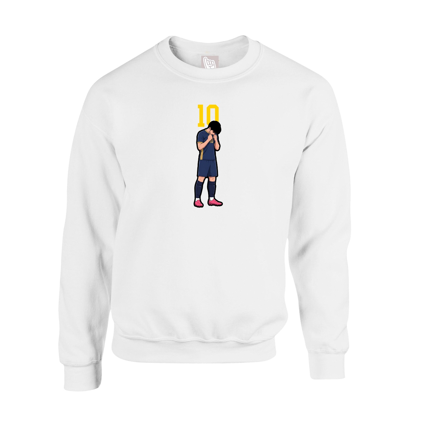 Fleece Crew — Number Top in White