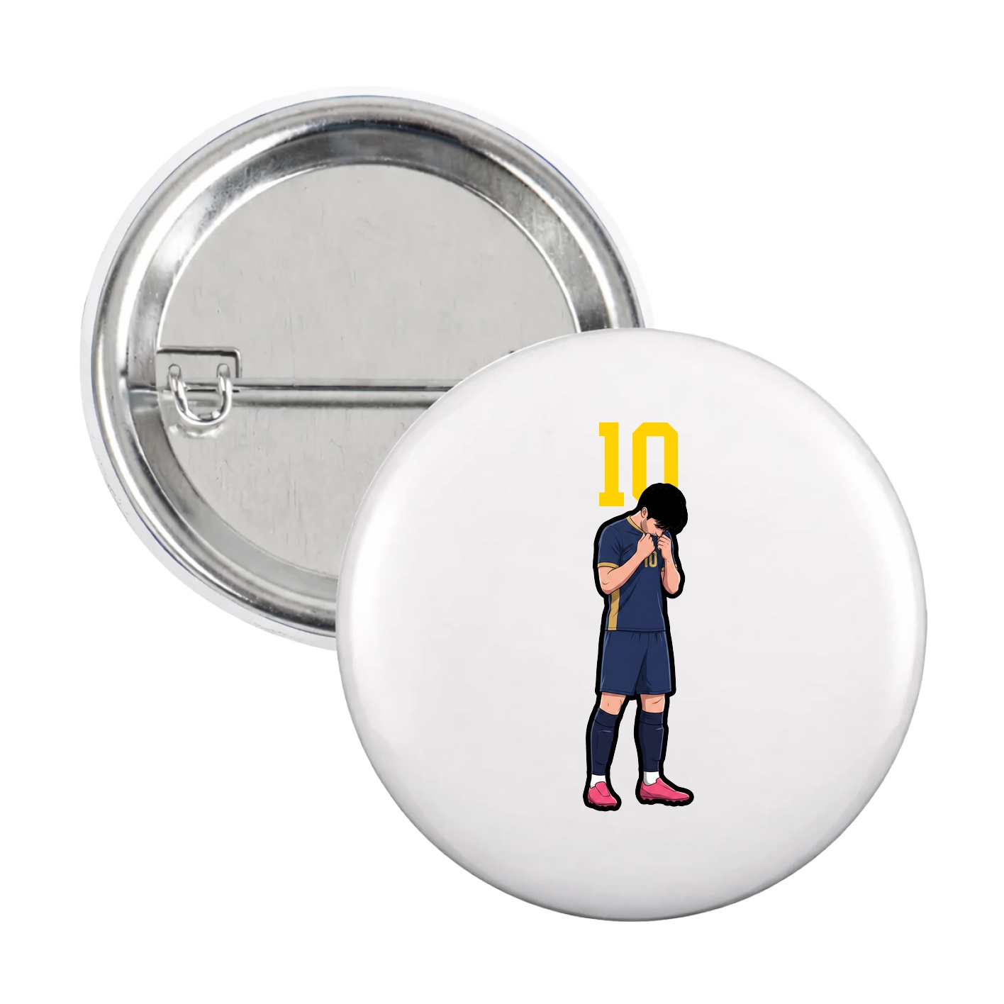 Game Day Button — Number Top in White
