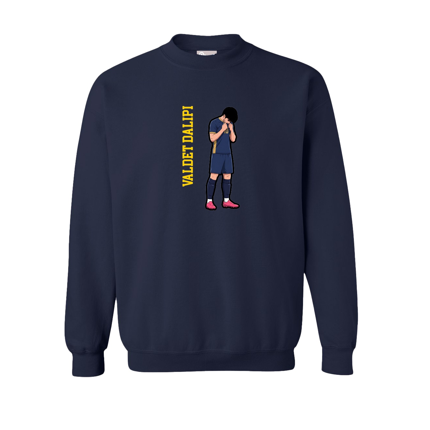 Fleece Crew — Name Vertical in Navy