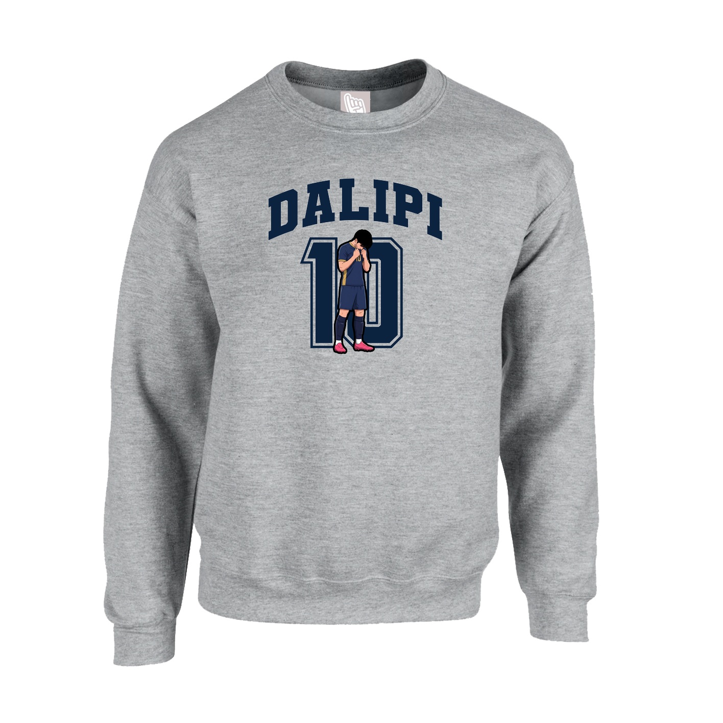 Fleece Crew — Number in Grey