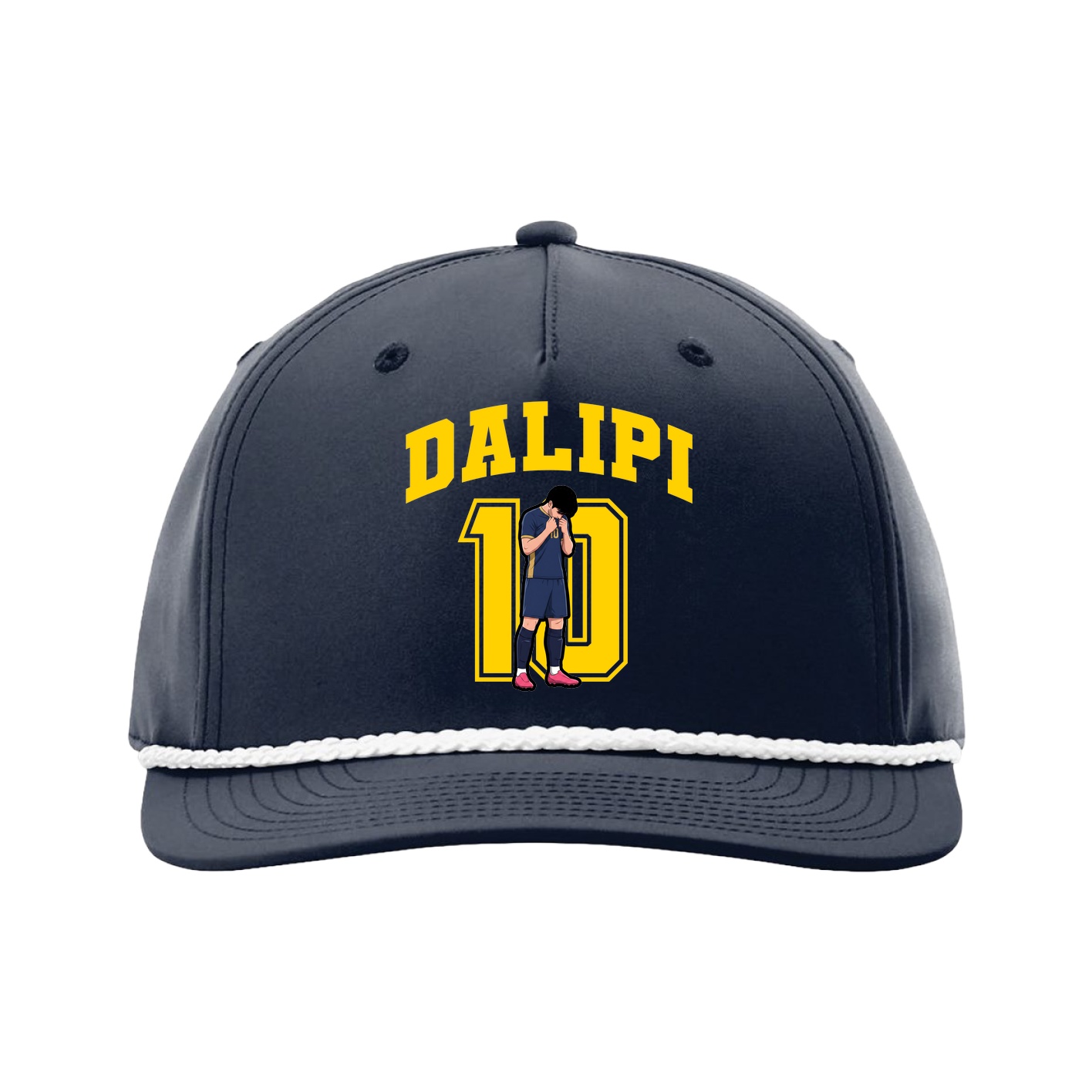 Five-Panel Classic Rope Cap — Number in Navy