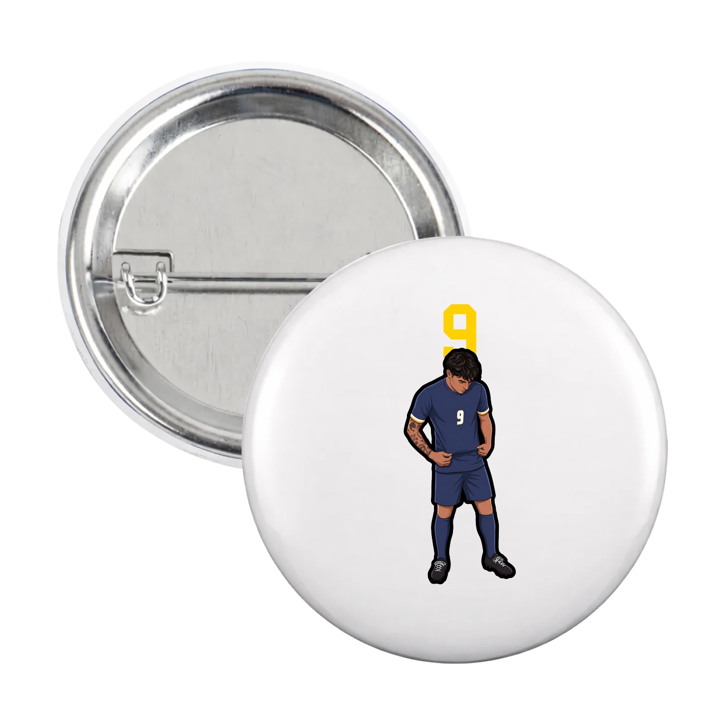 Game Day Button — Number Top in White