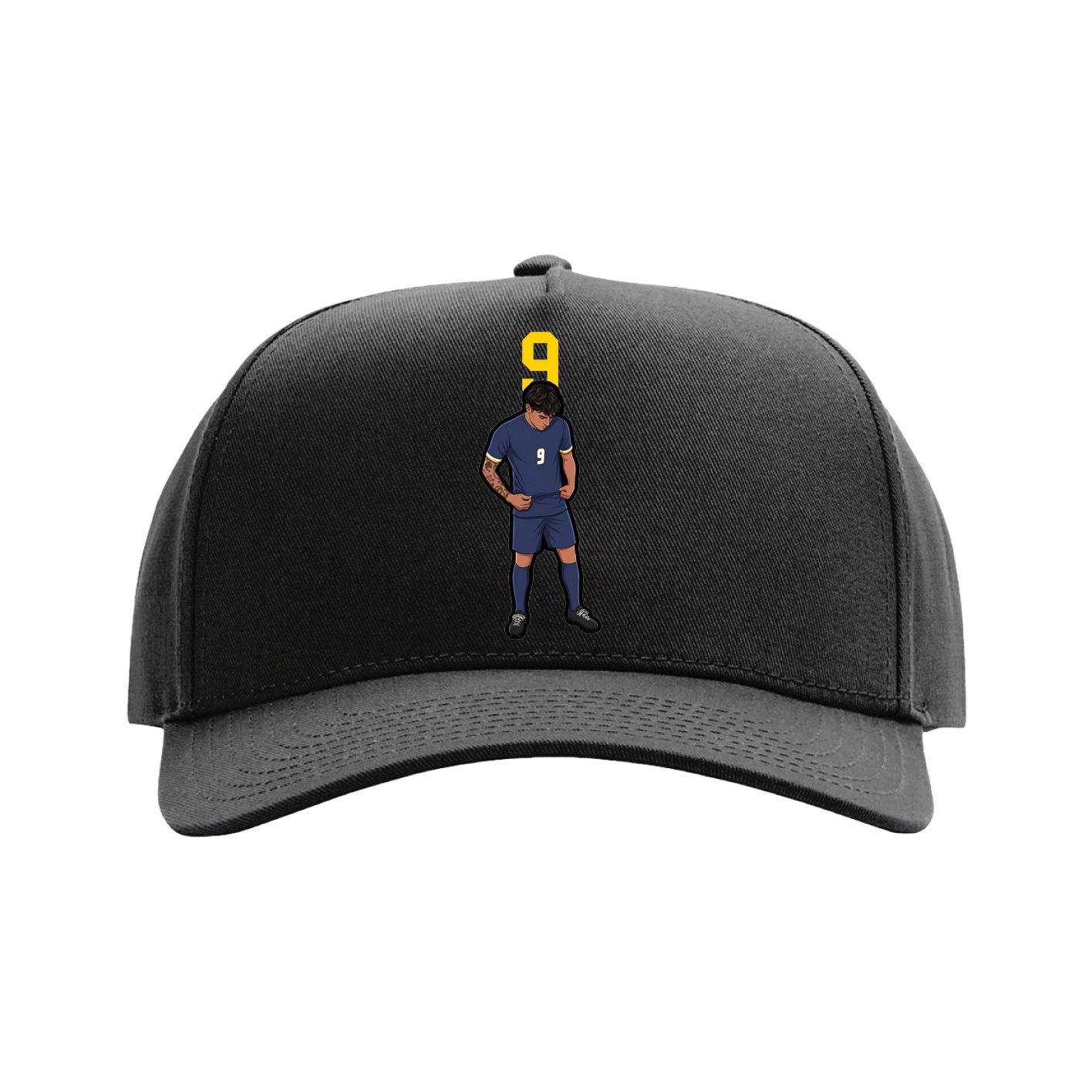 Full Fabric Five-Panel Champ Cap — Number Top in Black
