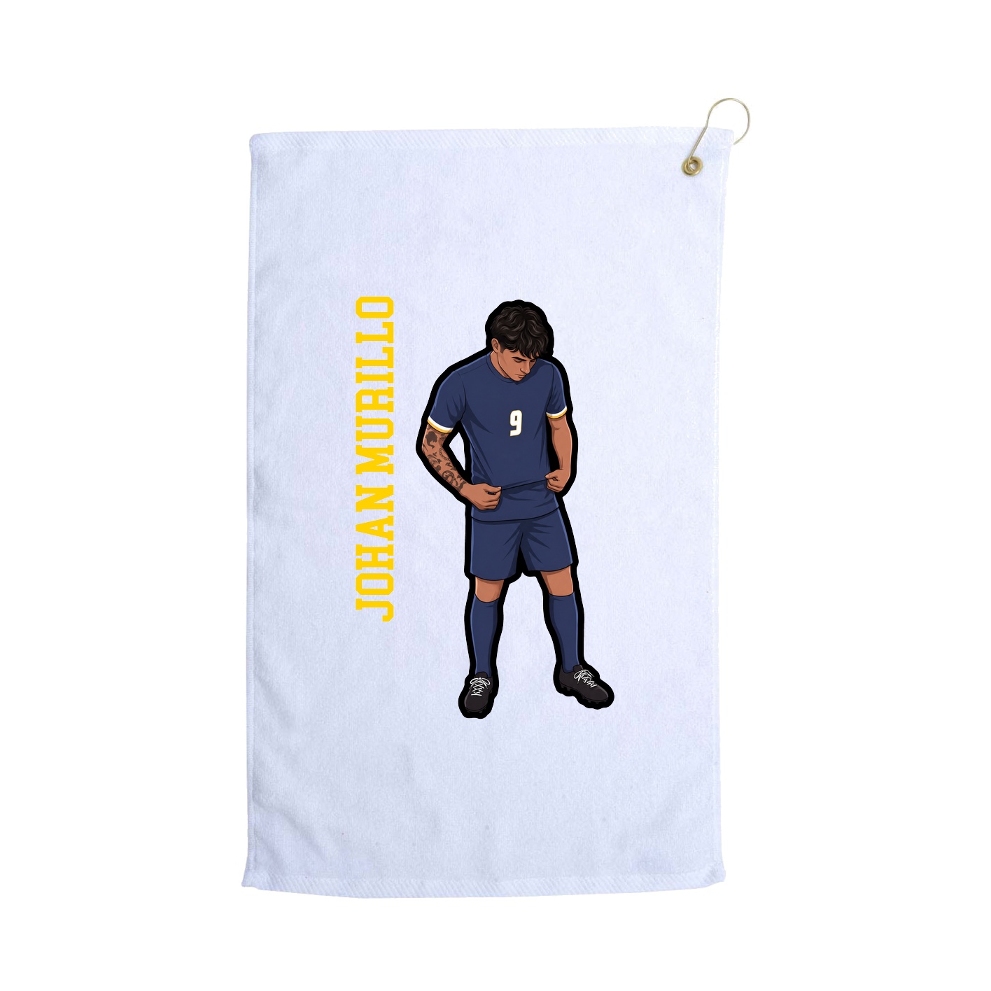 Golf Towel — Name Vertical in White