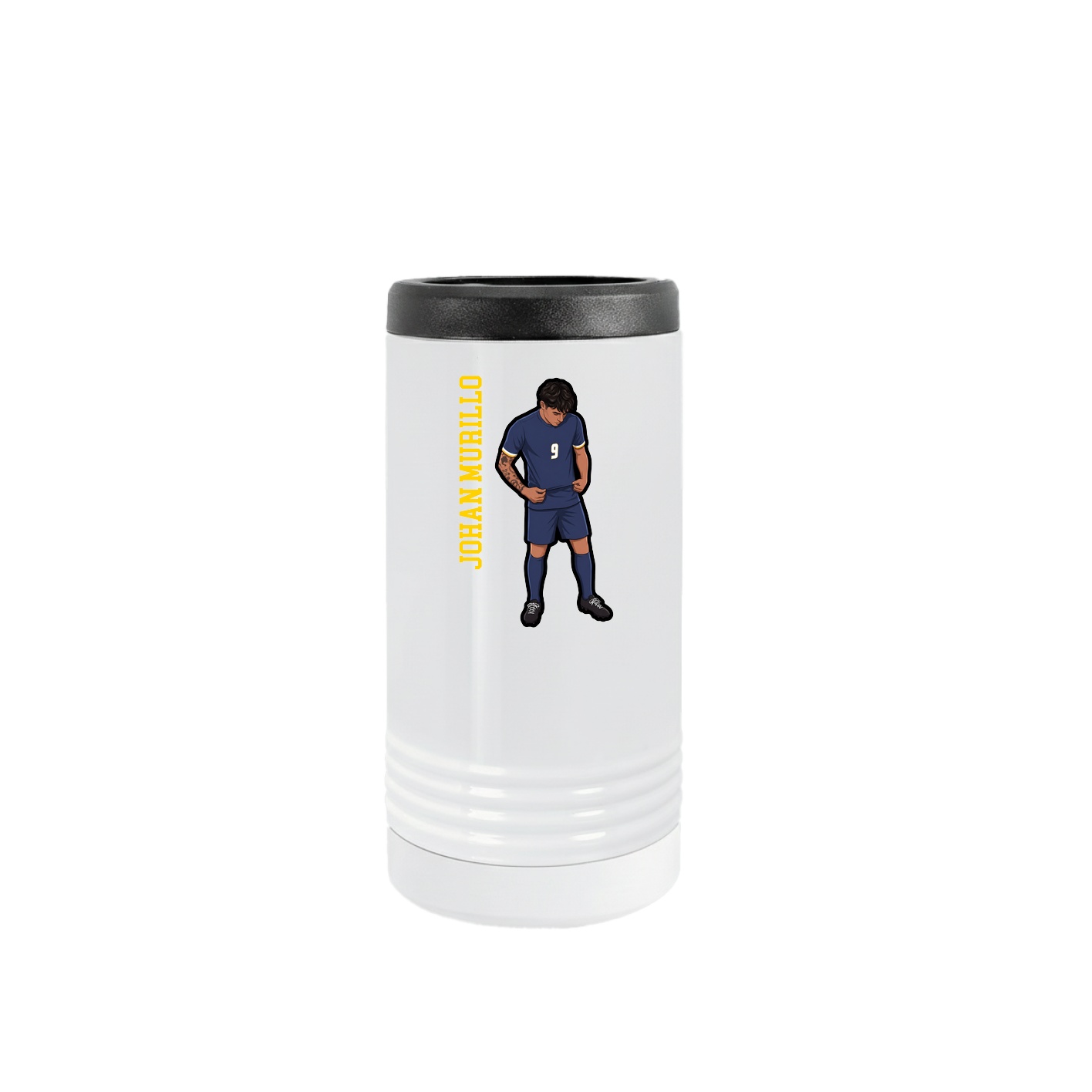 Slim Beverage Holder — Name Vertical in White