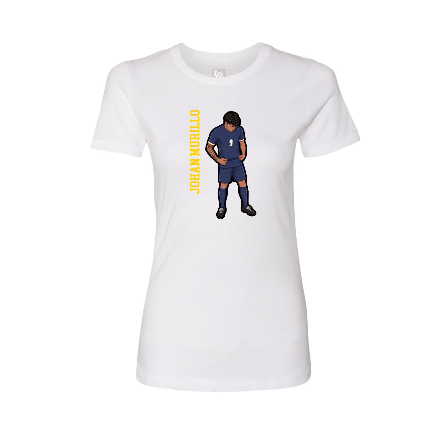 Fitted Women's Tee — Name Vertical in White