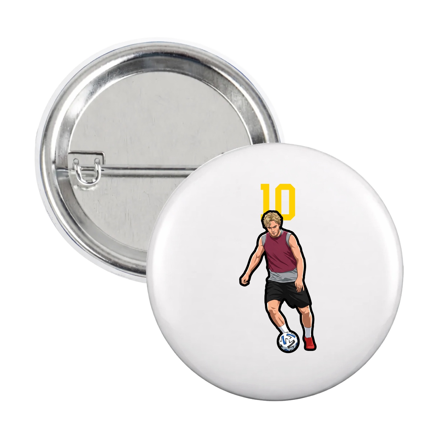 Game Day Button — Number Top in White