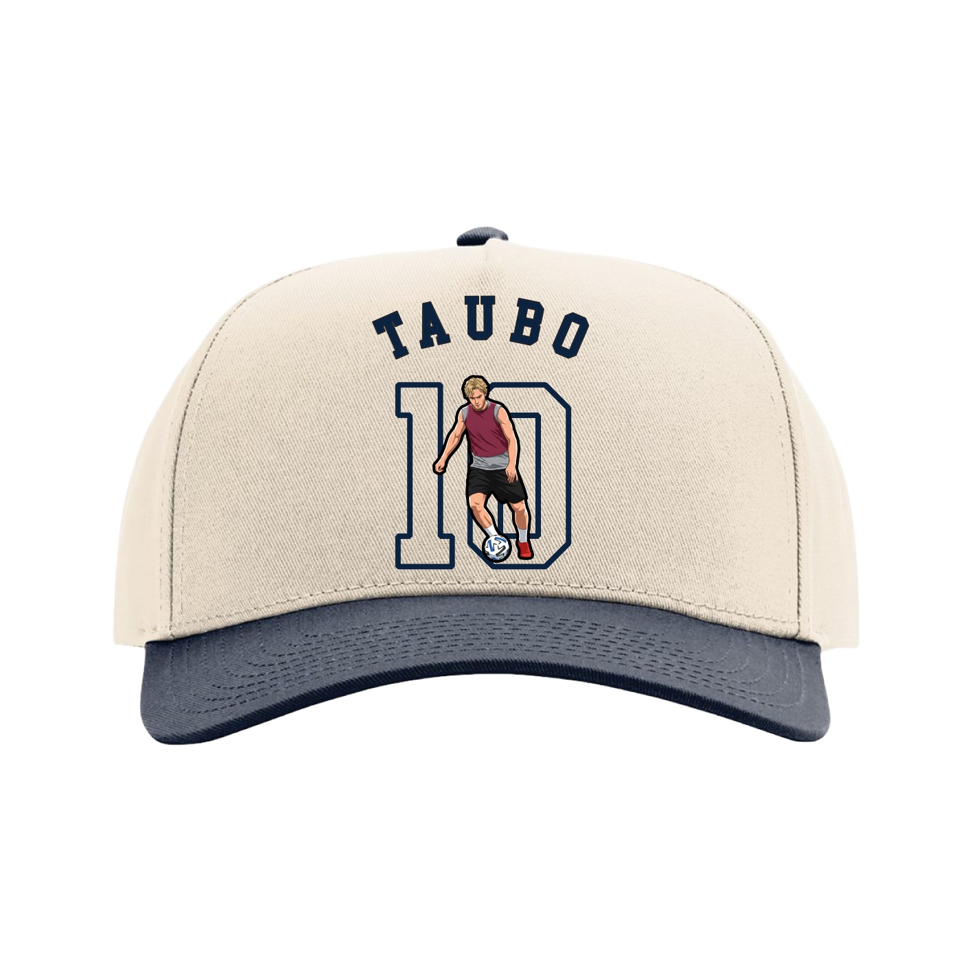 Full Fabric Five-Panel Champ Cap — Shirsey Arch in Cream/Navy