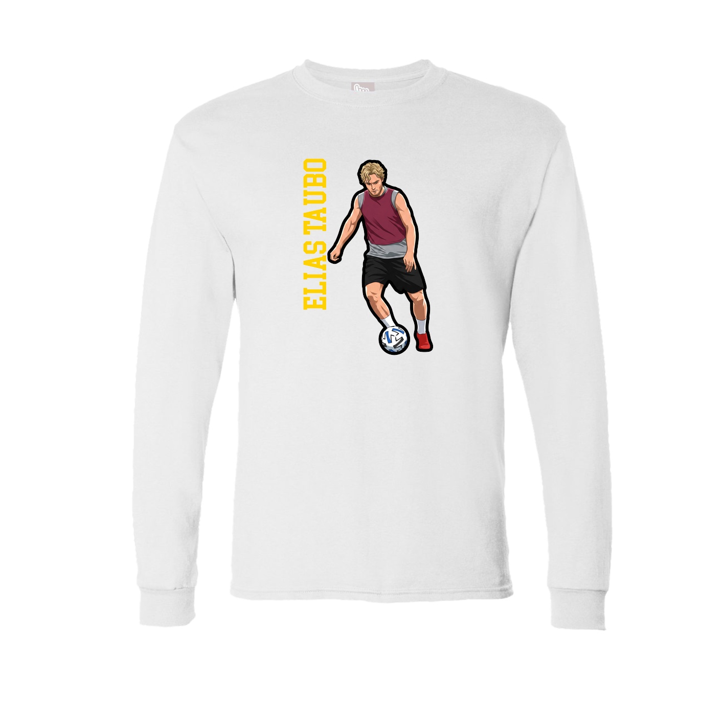 Long Sleeve Tee — Name Vertical in White