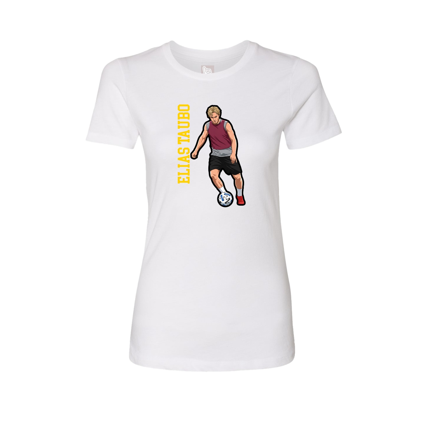 Womens Tee — Name Vertical in White