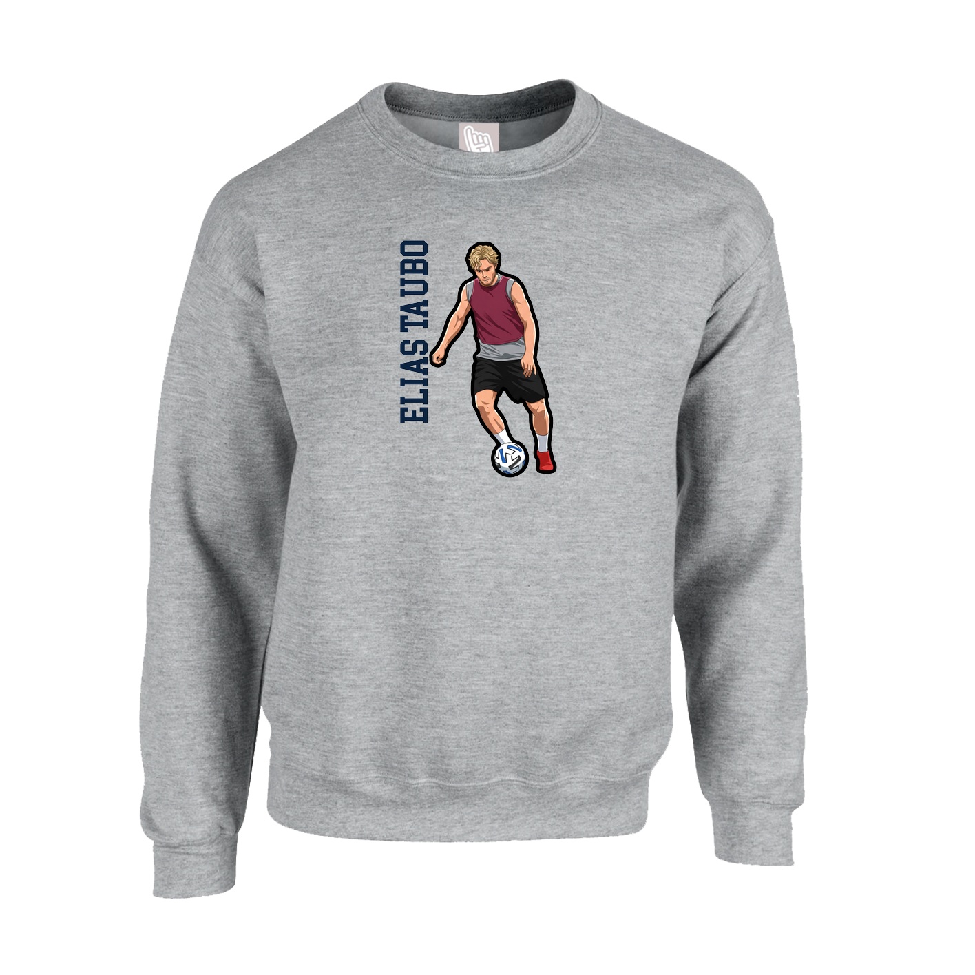 Fleece Crew — Name Vertical in Grey
