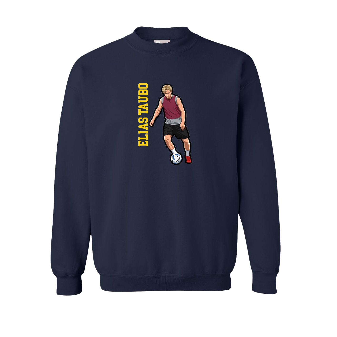 Fleece Crew — Name Vertical in Navy