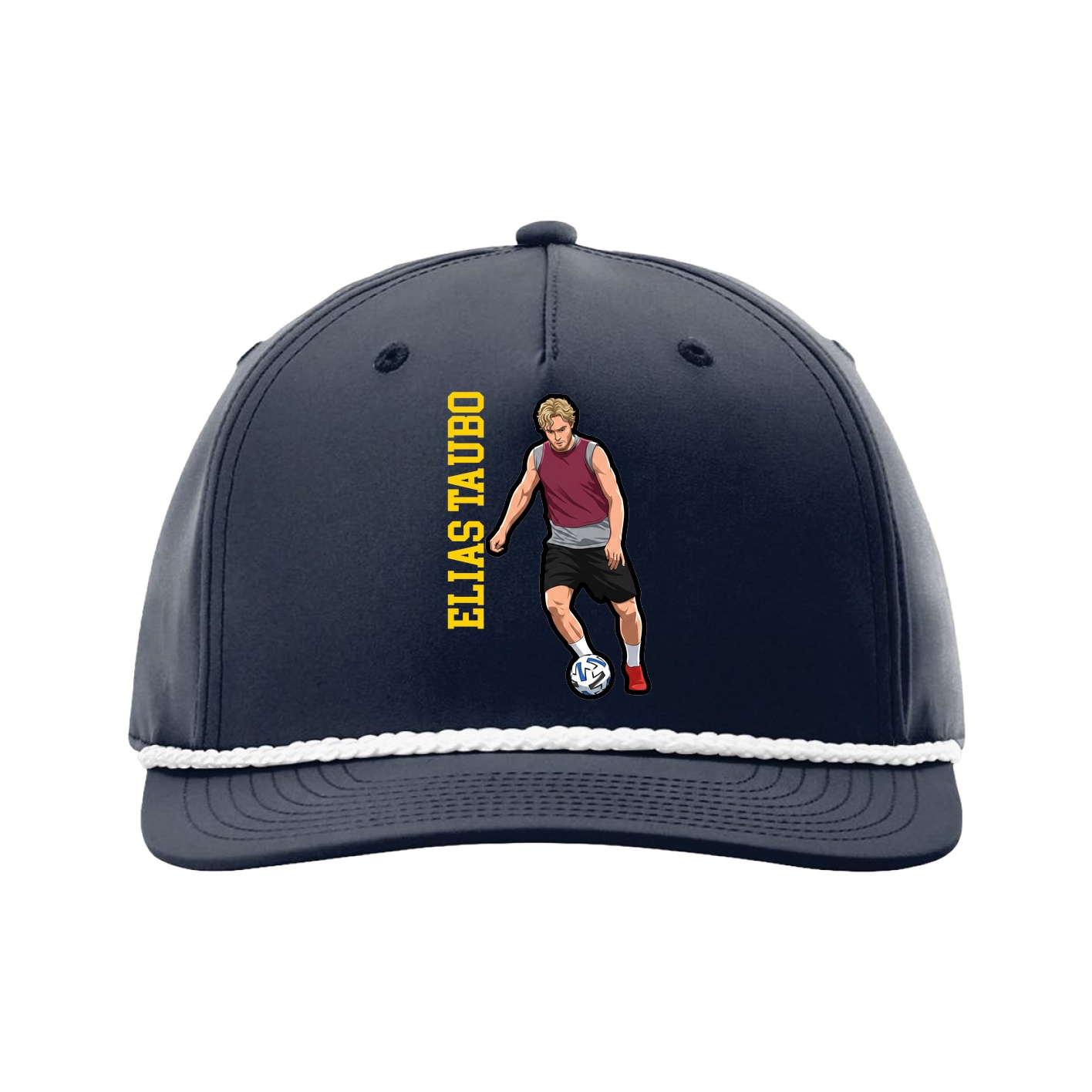 Five-Panel Classic Rope Cap — Name Vertical in Navy