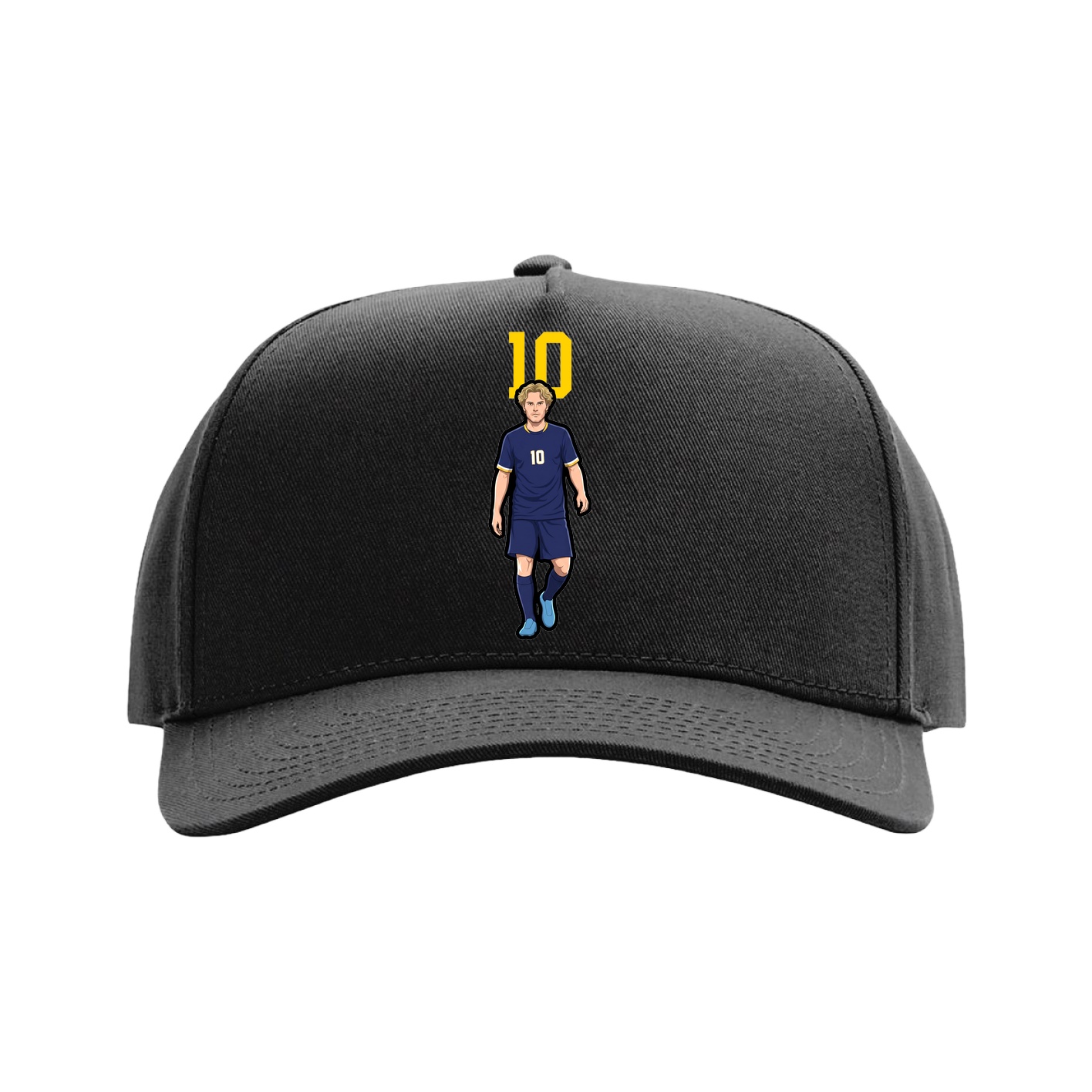 Full Fabric Five-Panel Champ Cap — Number Top in Black