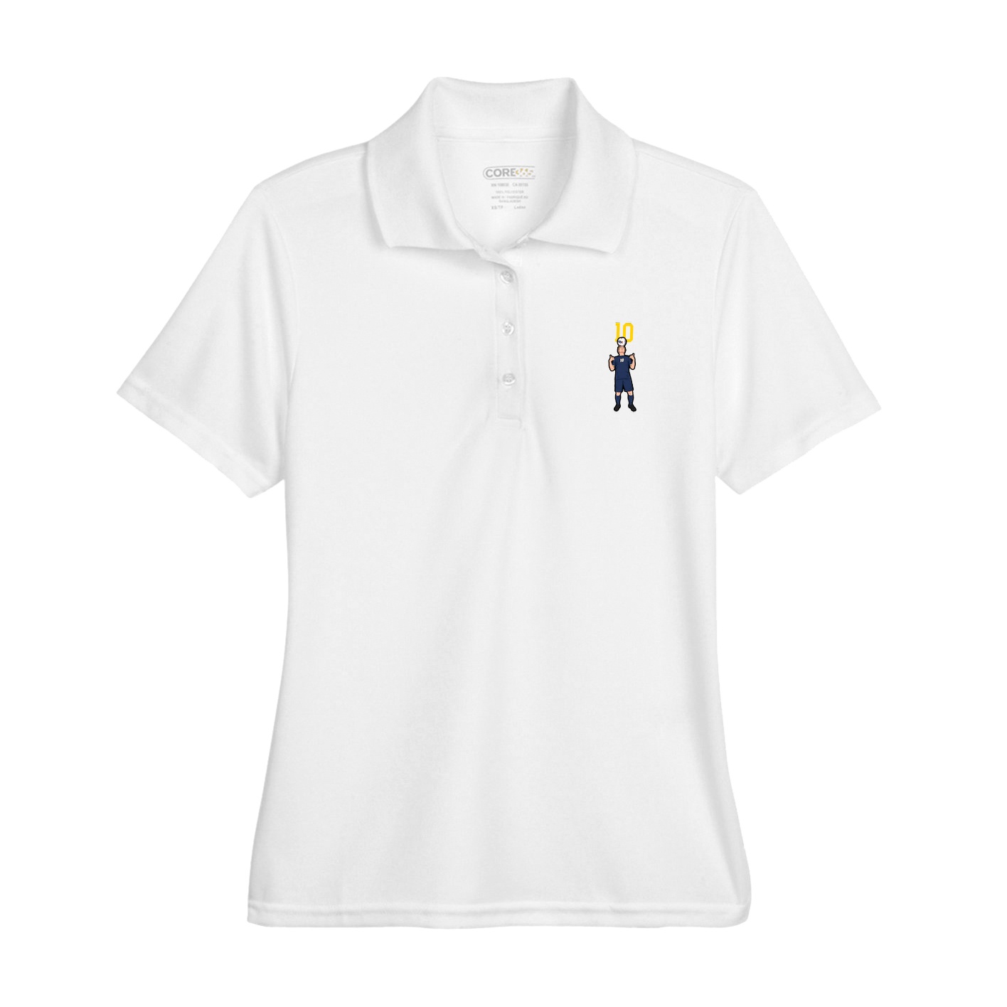 Womens Performance Polo — Number Top in White