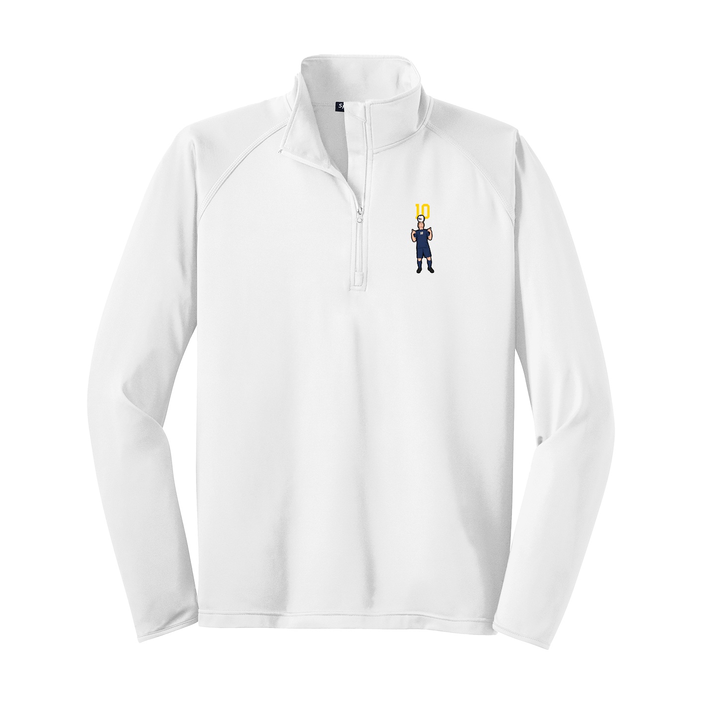 Q-Zip Pullover — Number Top in White