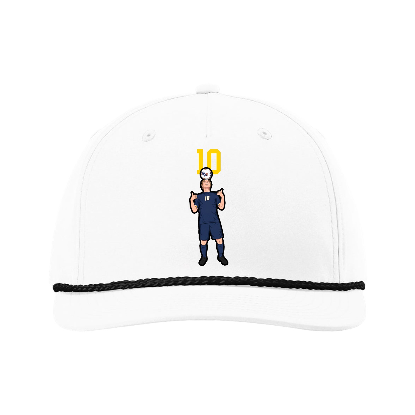 Five-Panel Classic Rope Cap — Number Top in White
