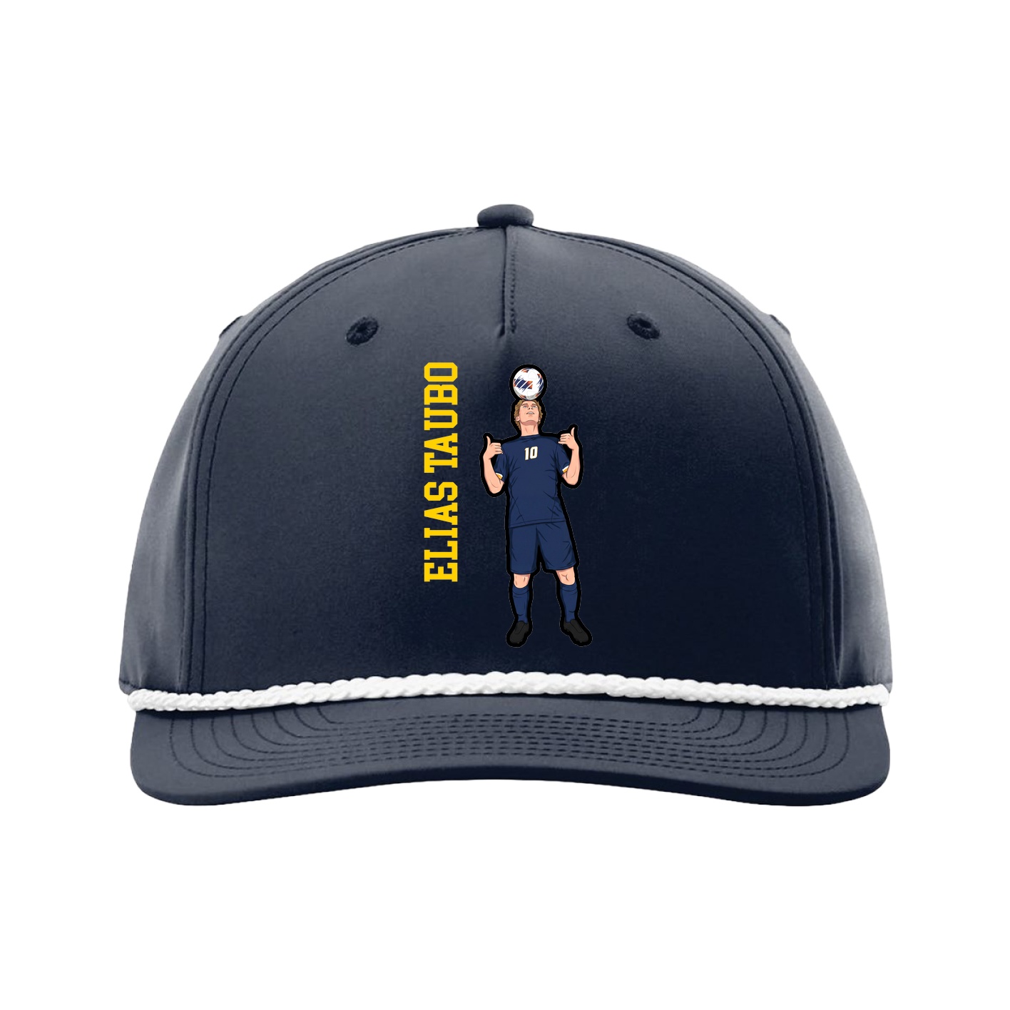 Five-Panel Classic Rope Cap — Name Vertical in Navy