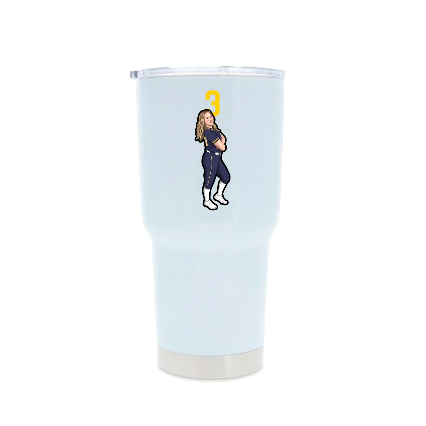 30oz Stainless Steel Tumbler — Number Top in White