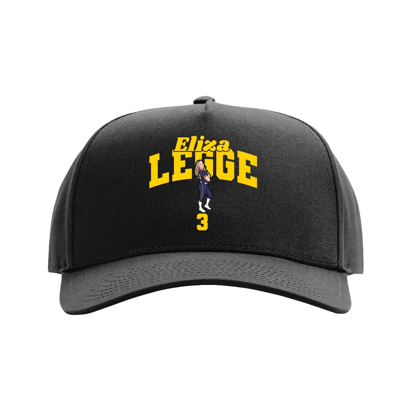 Full Fabric Five-Panel Champ Cap — Signature Arch in Black