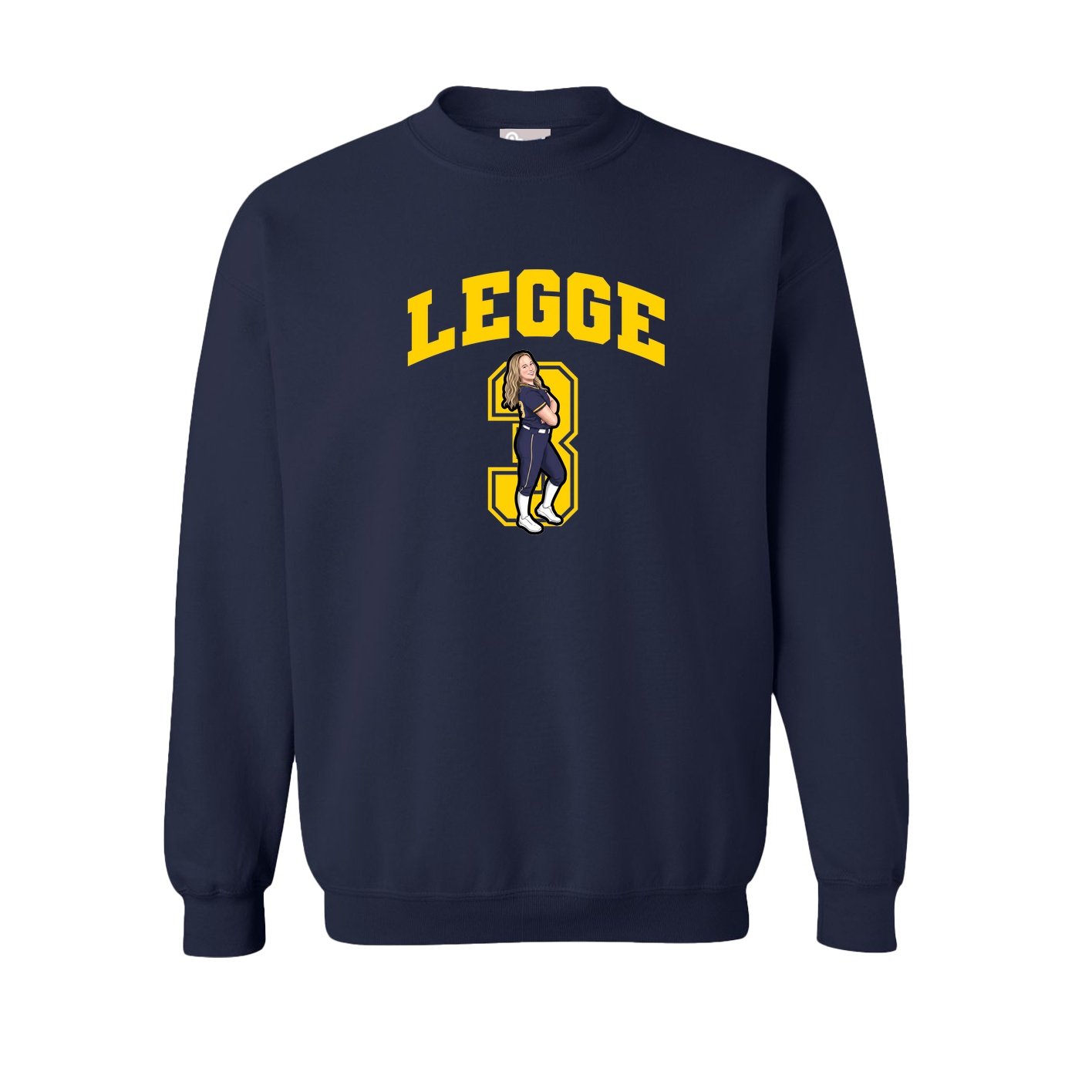 Fleece Crew — Number in Navy
