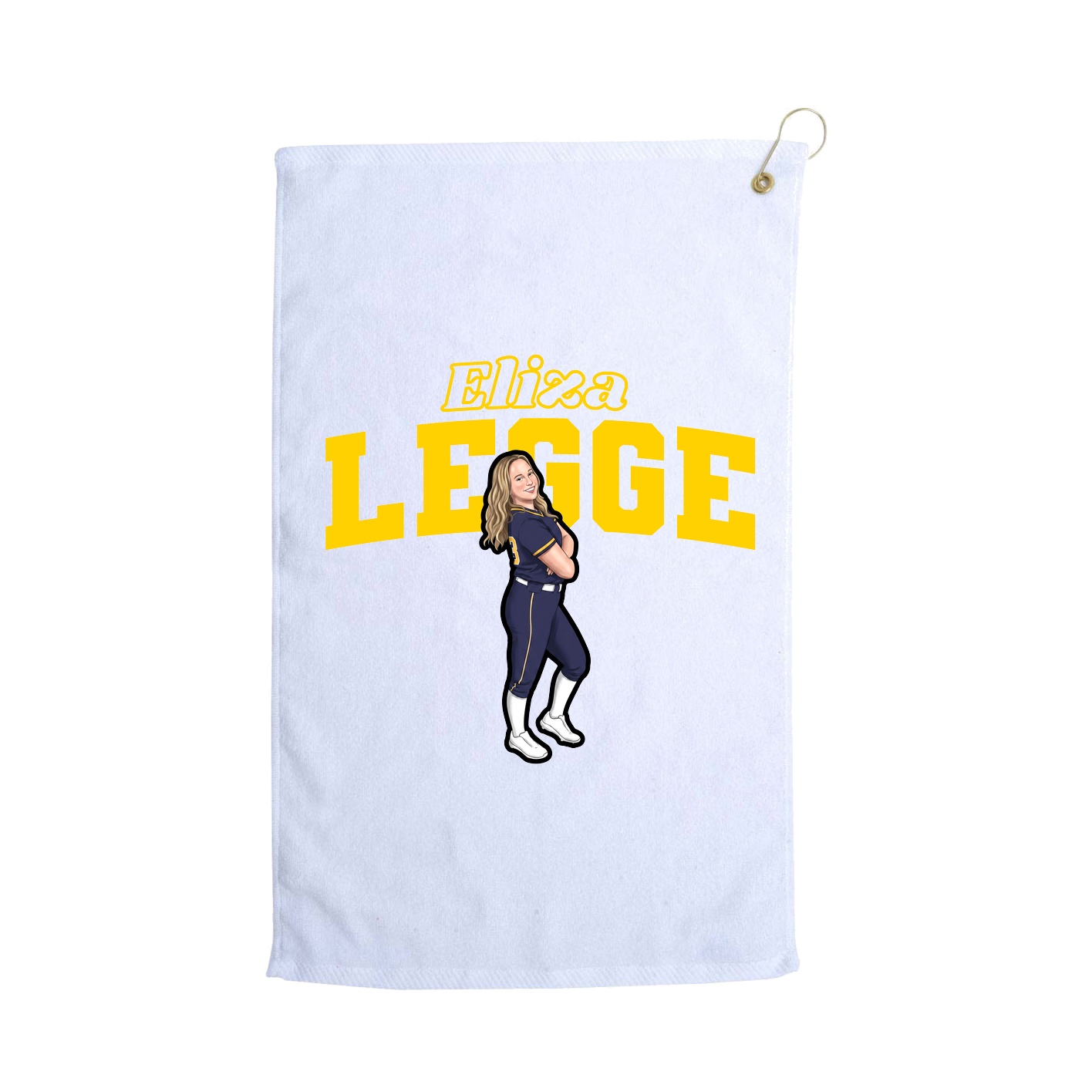 Golf Towel — Name Arch in White