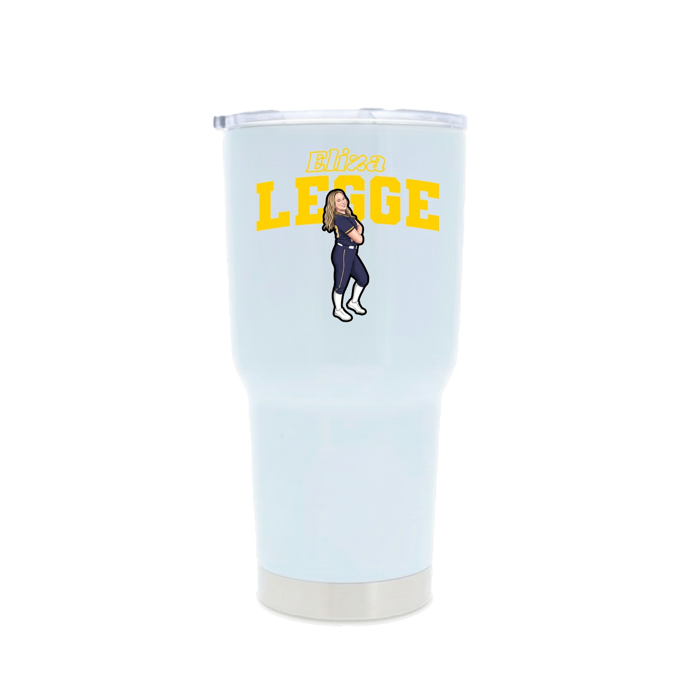30oz Stainless Steel Tumbler — Name Arch in White