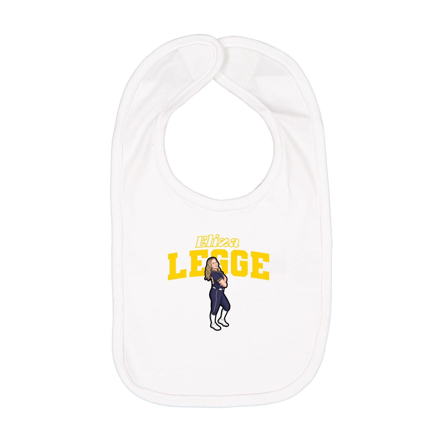 Infant Bib — Name Arch in White