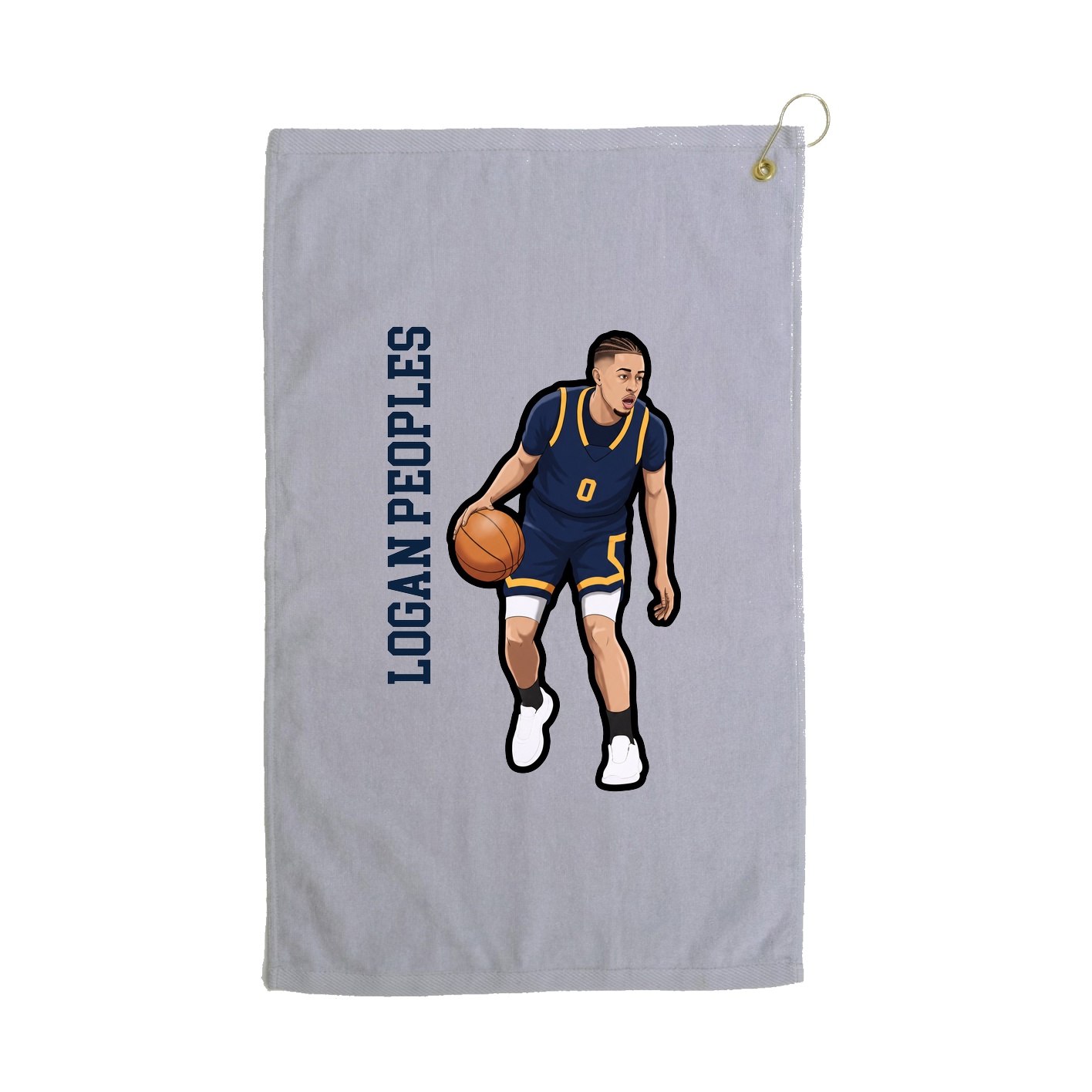 Golf Towel — Name Vertical in Grey