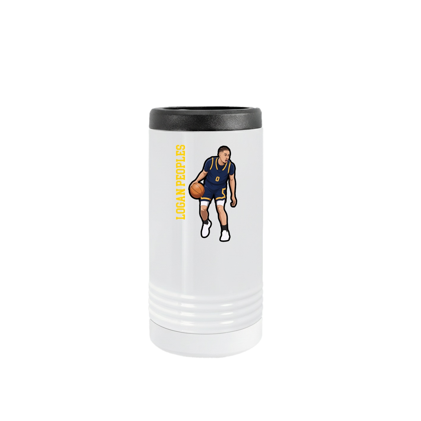 Slim Beverage Holder — Name Vertical in White