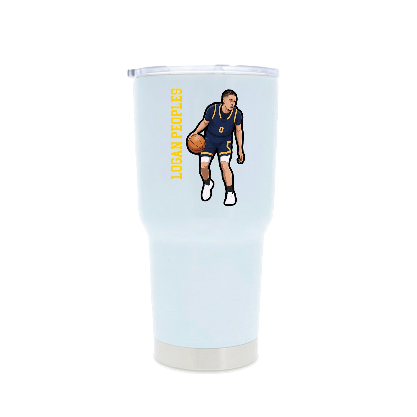 30oz Stainless Steel Tumbler — Name Vertical in White