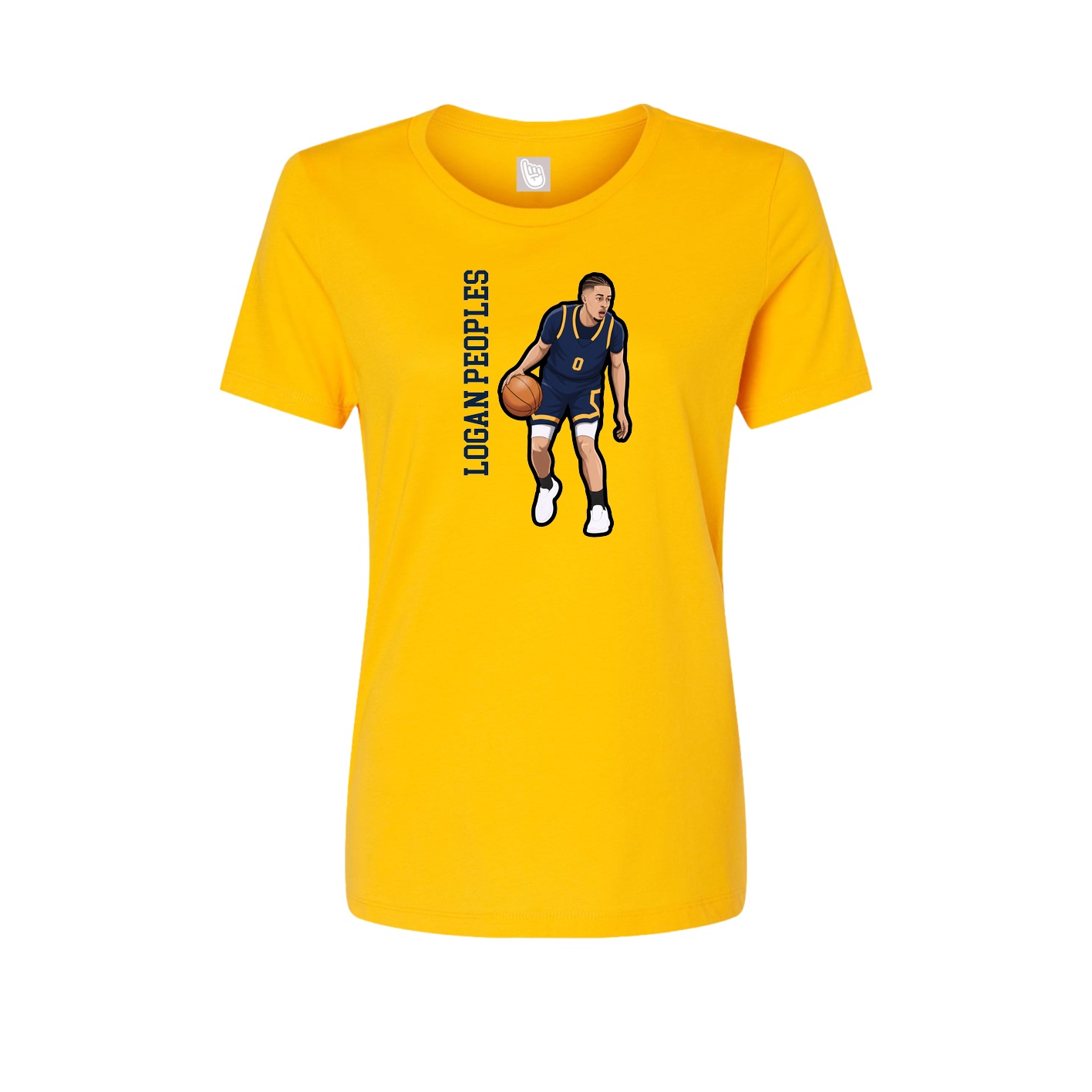 Fitted Women's Tee — Name Vertical in Gold