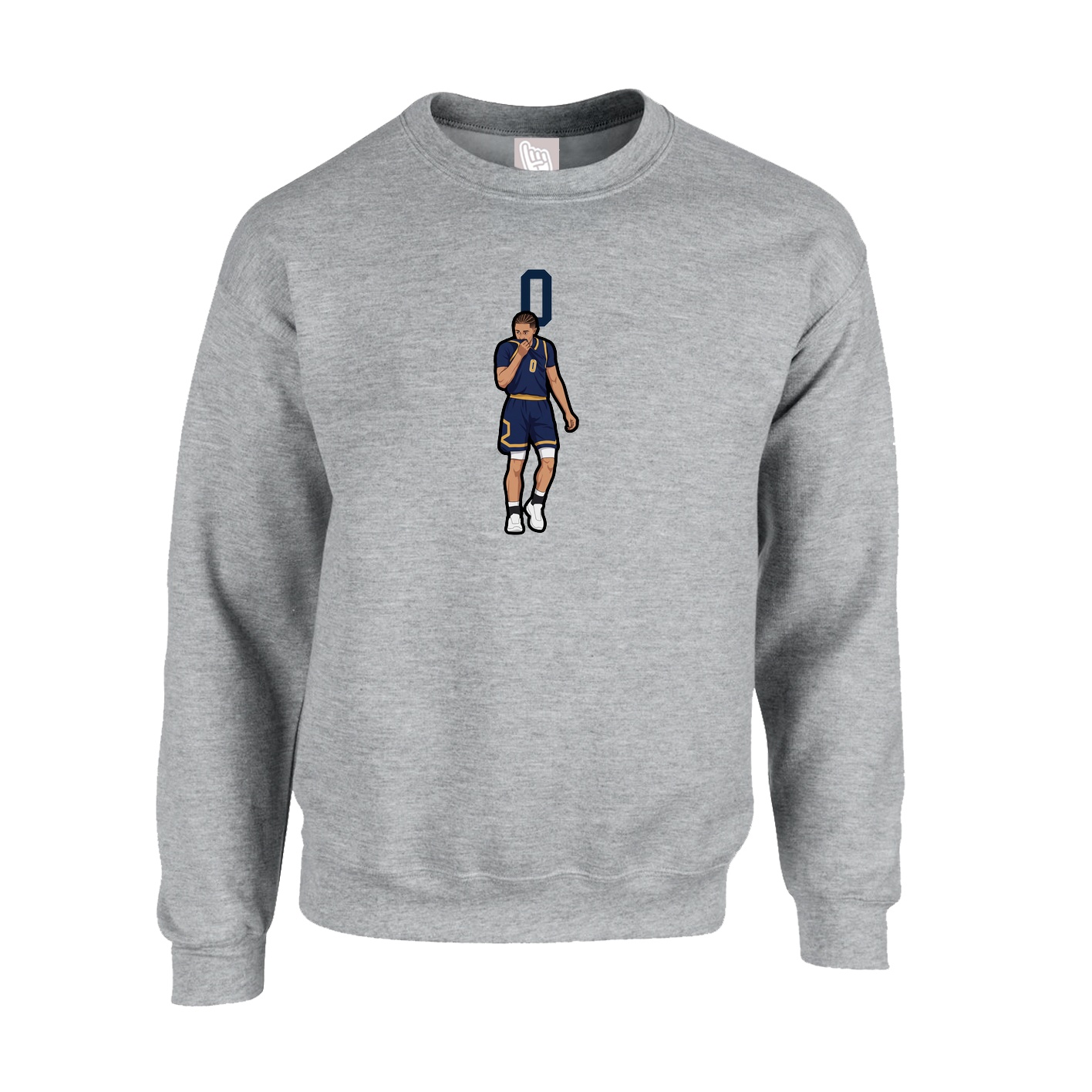 Fleece Crew — Number Top in Grey