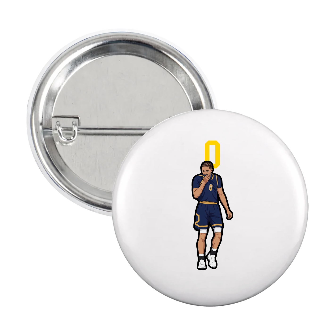Game Day Button — Number Top in White