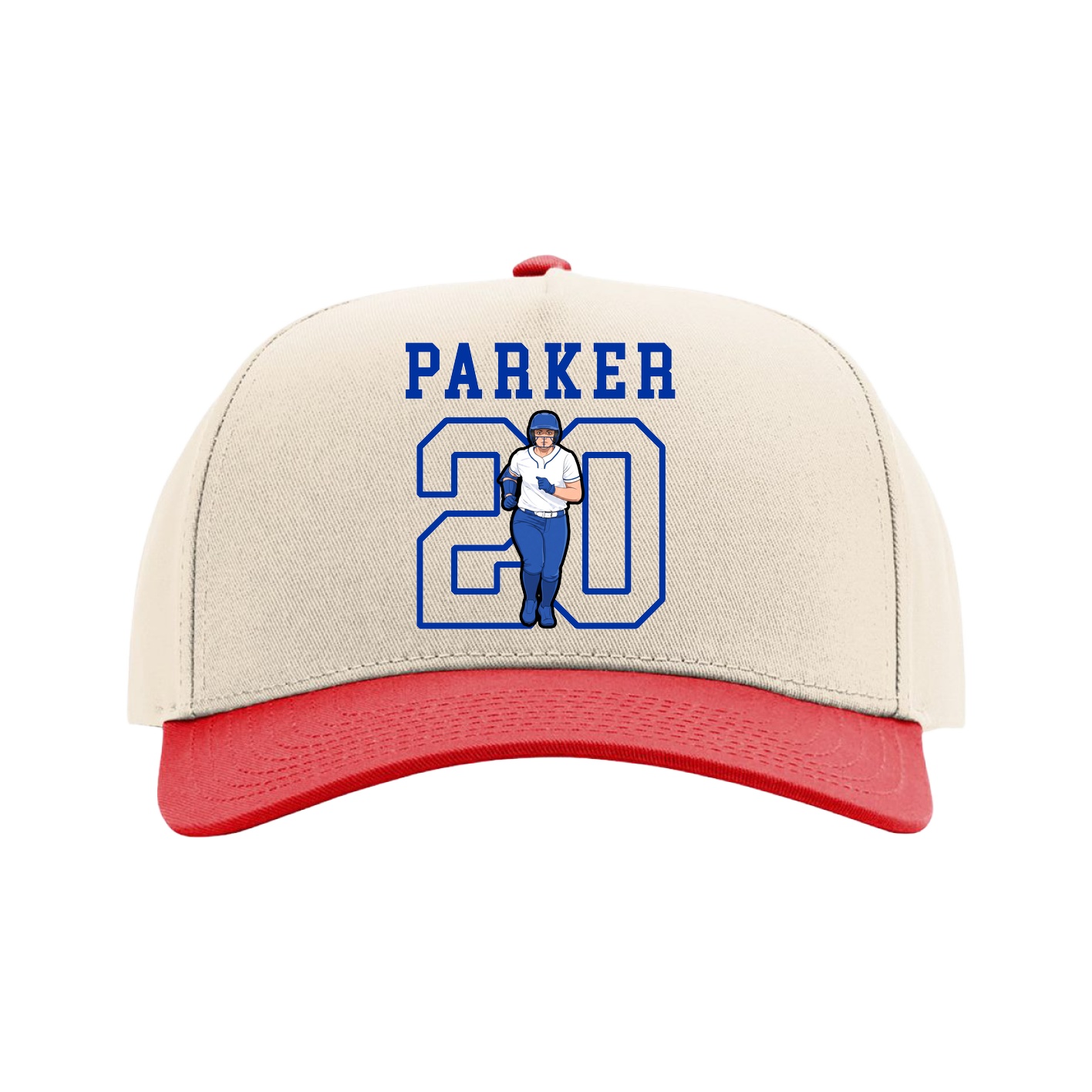 Full Fabric Five-Panel Champ Cap — Shirsey in Cream/Red