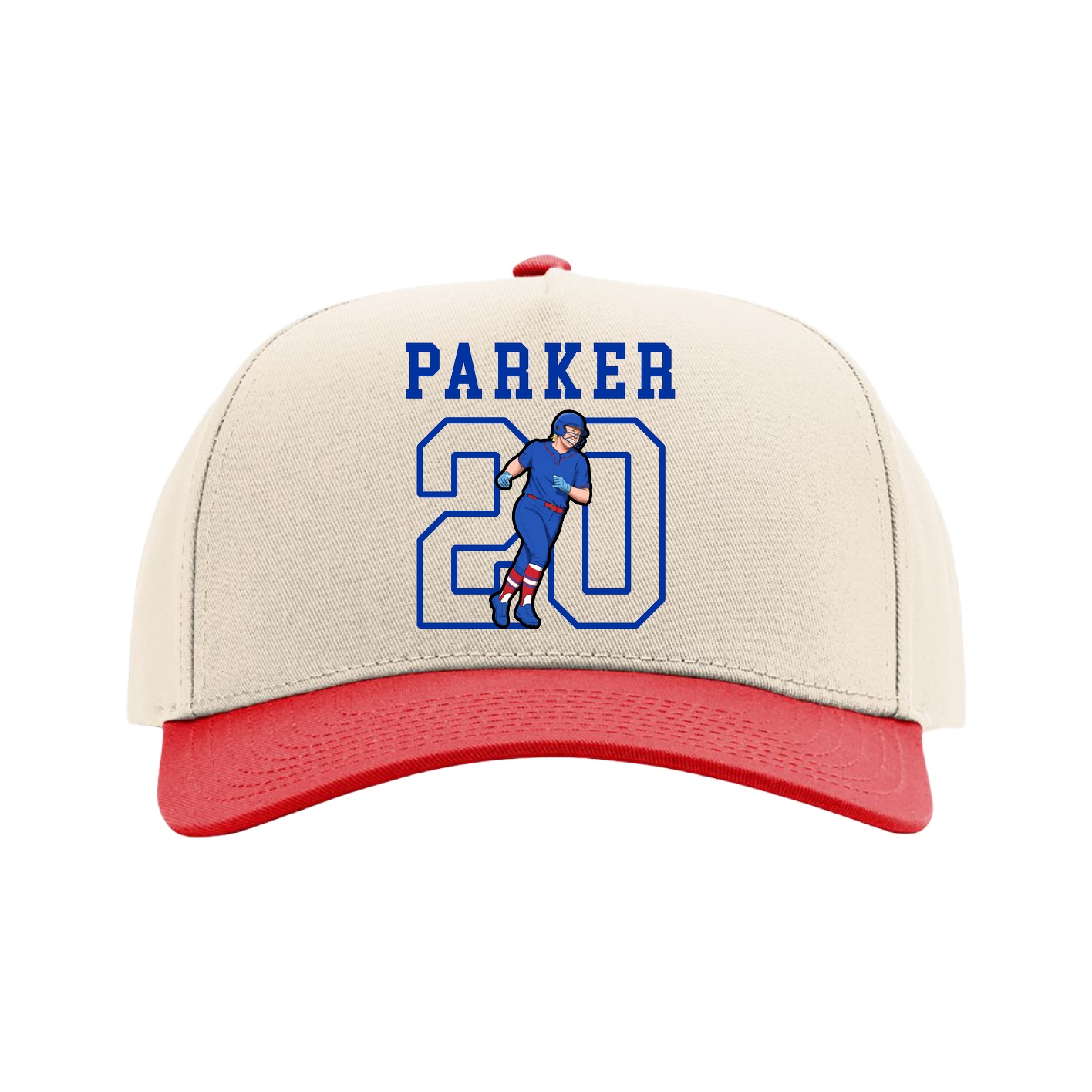 Full Fabric Five-Panel Champ Cap — Shirsey in Cream/Red