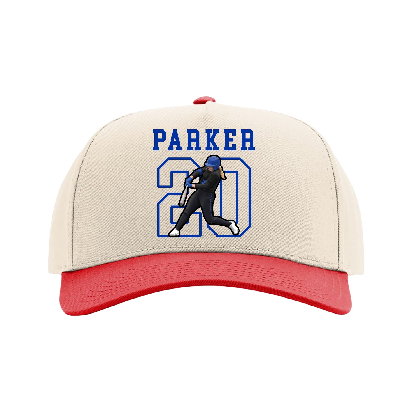 Full Fabric Five-Panel Champ Cap — Shirsey in Cream/Red