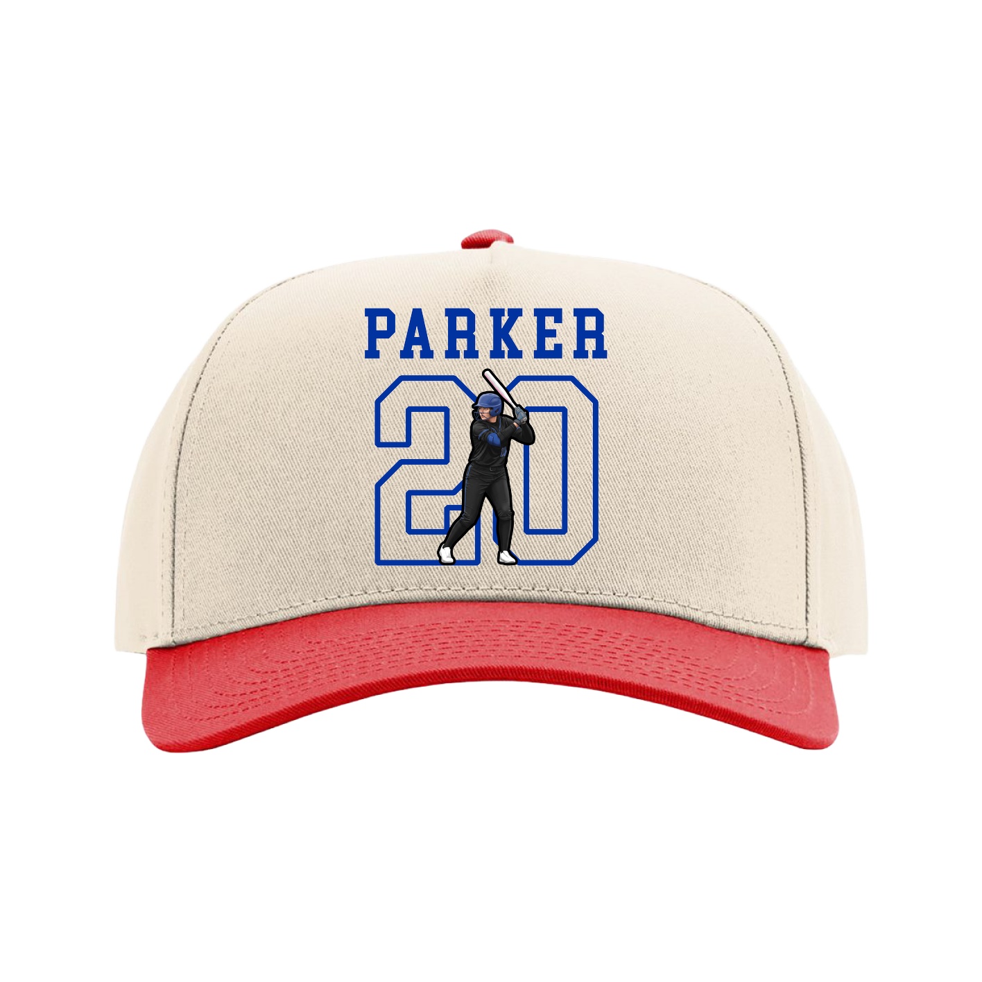 Full Fabric Five-Panel Champ Cap — Shirsey in Cream/Red
