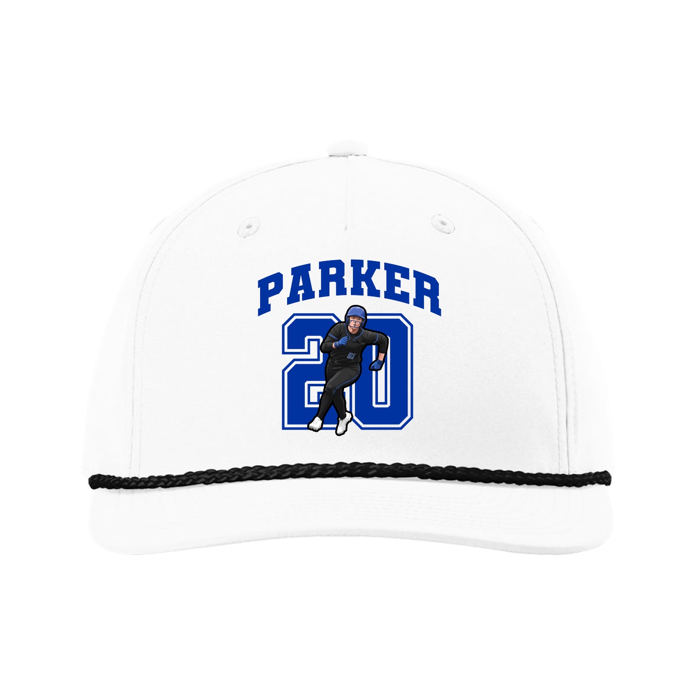 Five-Panel Classic Rope Cap — Number in White