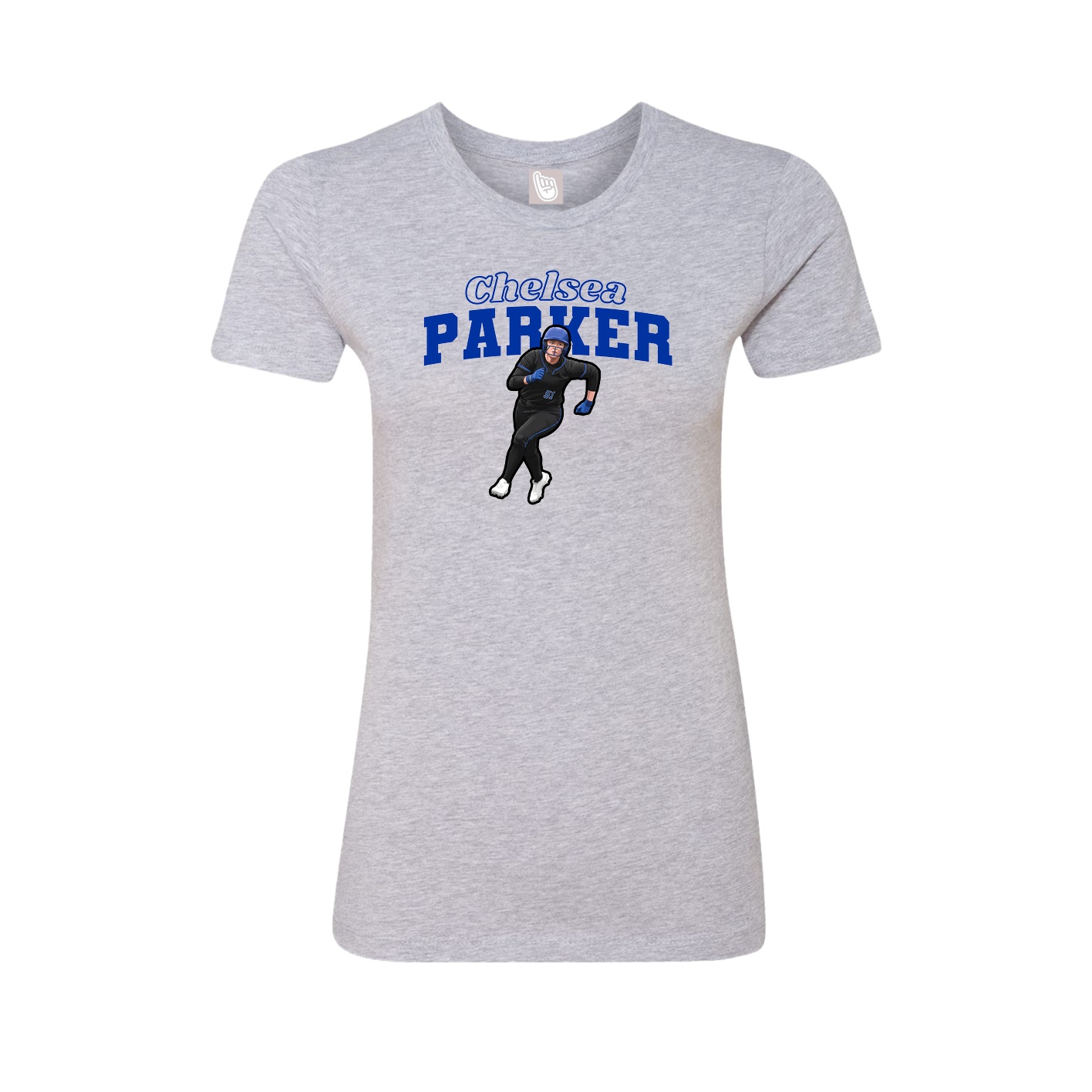 Fitted Women's Tee — Name Arch in Grey