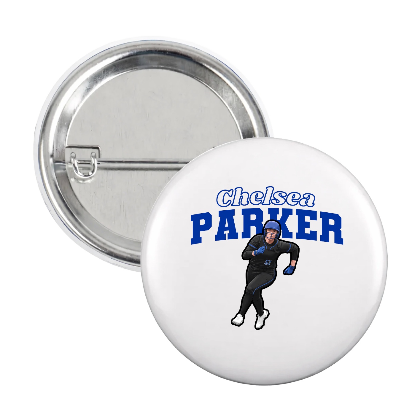 Game Day Button — Name Arch in White