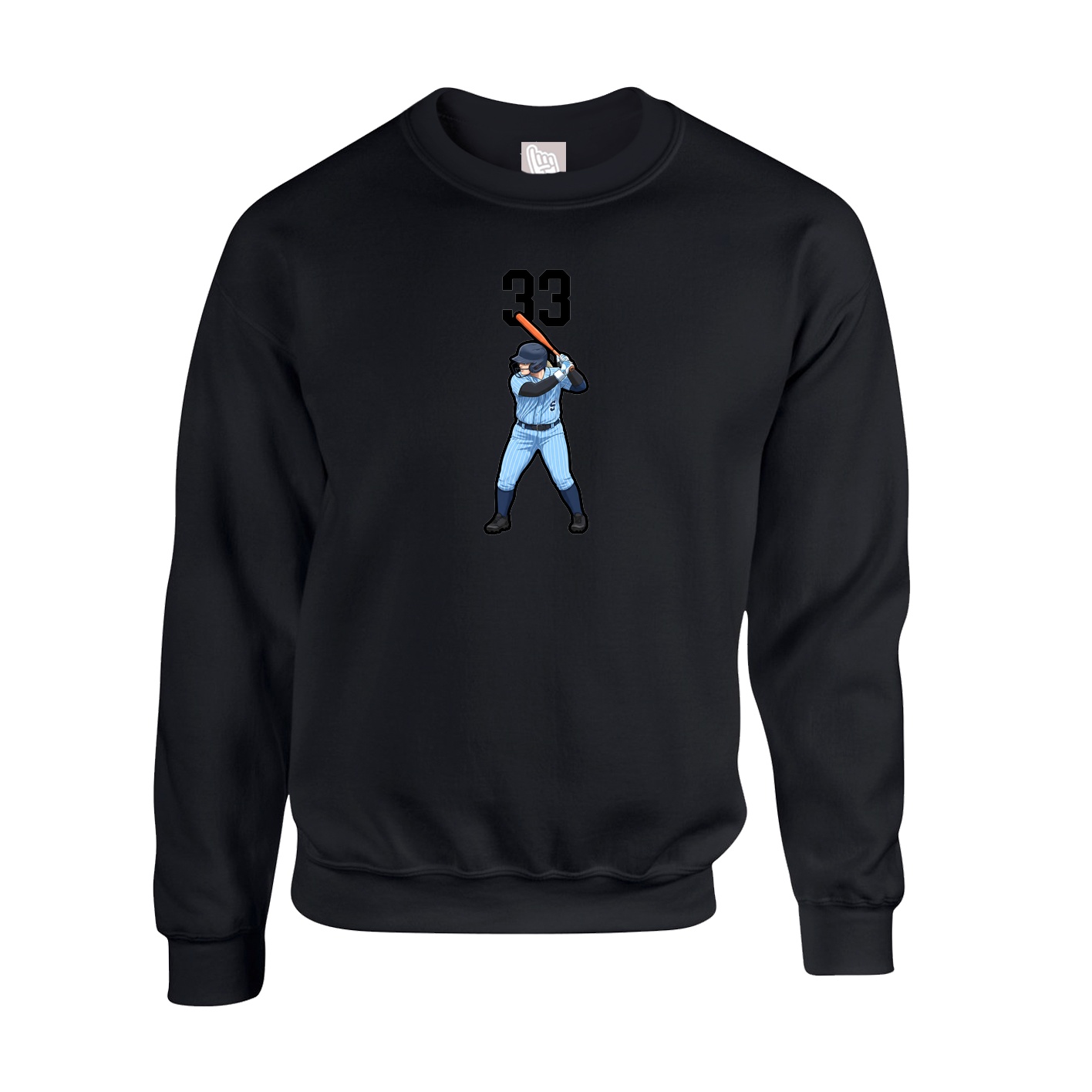 Fleece Crew — Number Top in Black