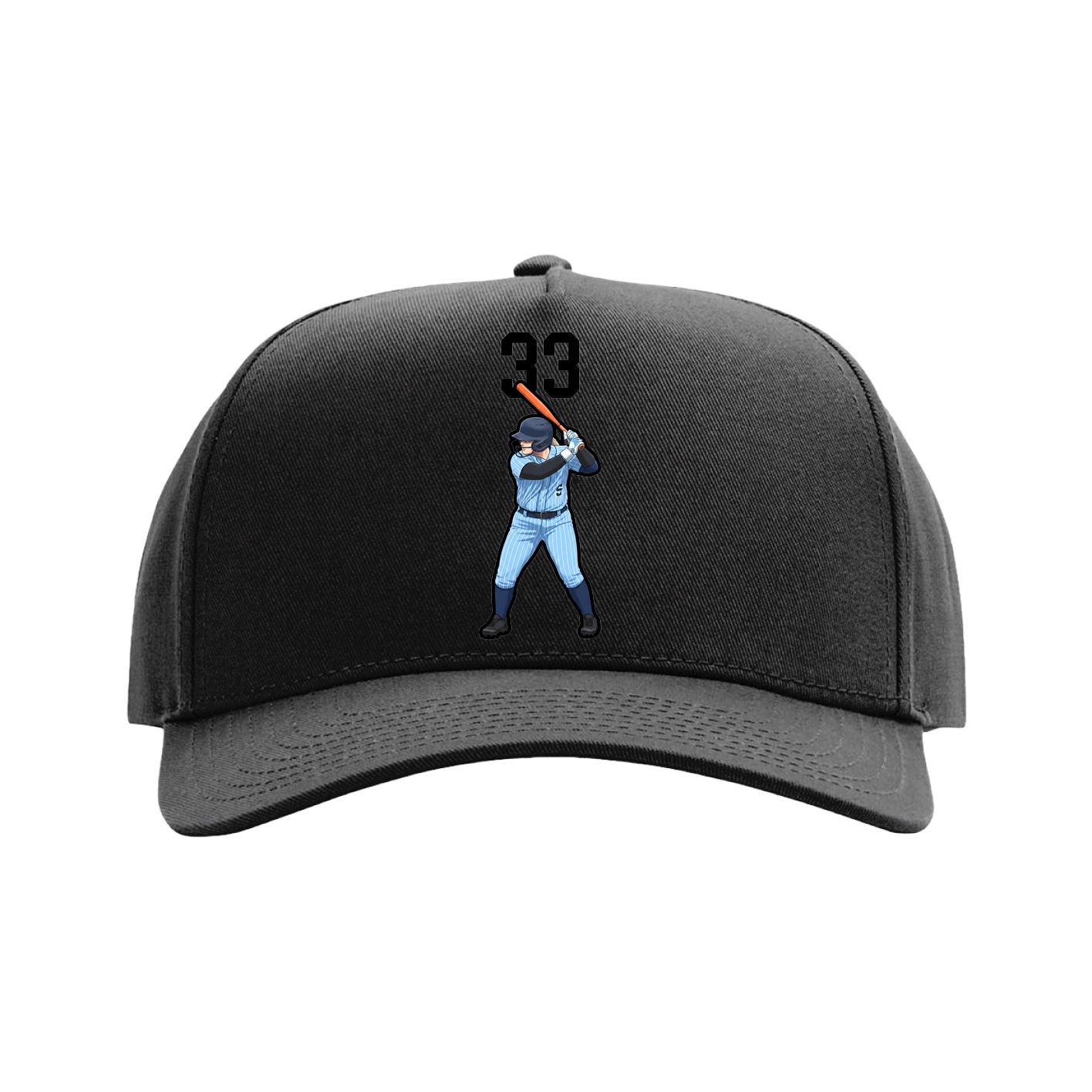 Full Fabric Five-Panel Champ Cap — Number Top in Black