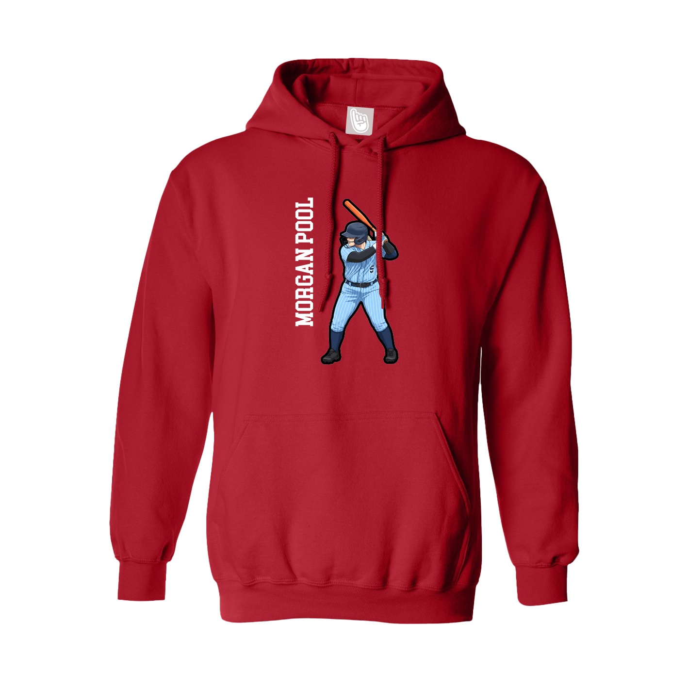 Hoodie — Name Vertical in Red
