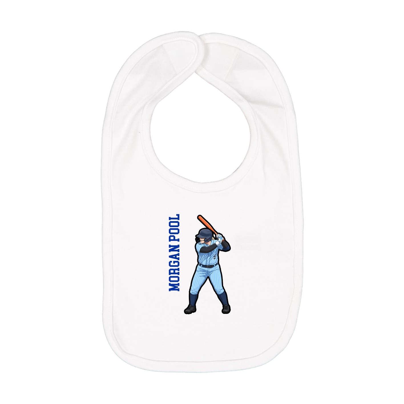 Infant Bib — Name Vertical in White