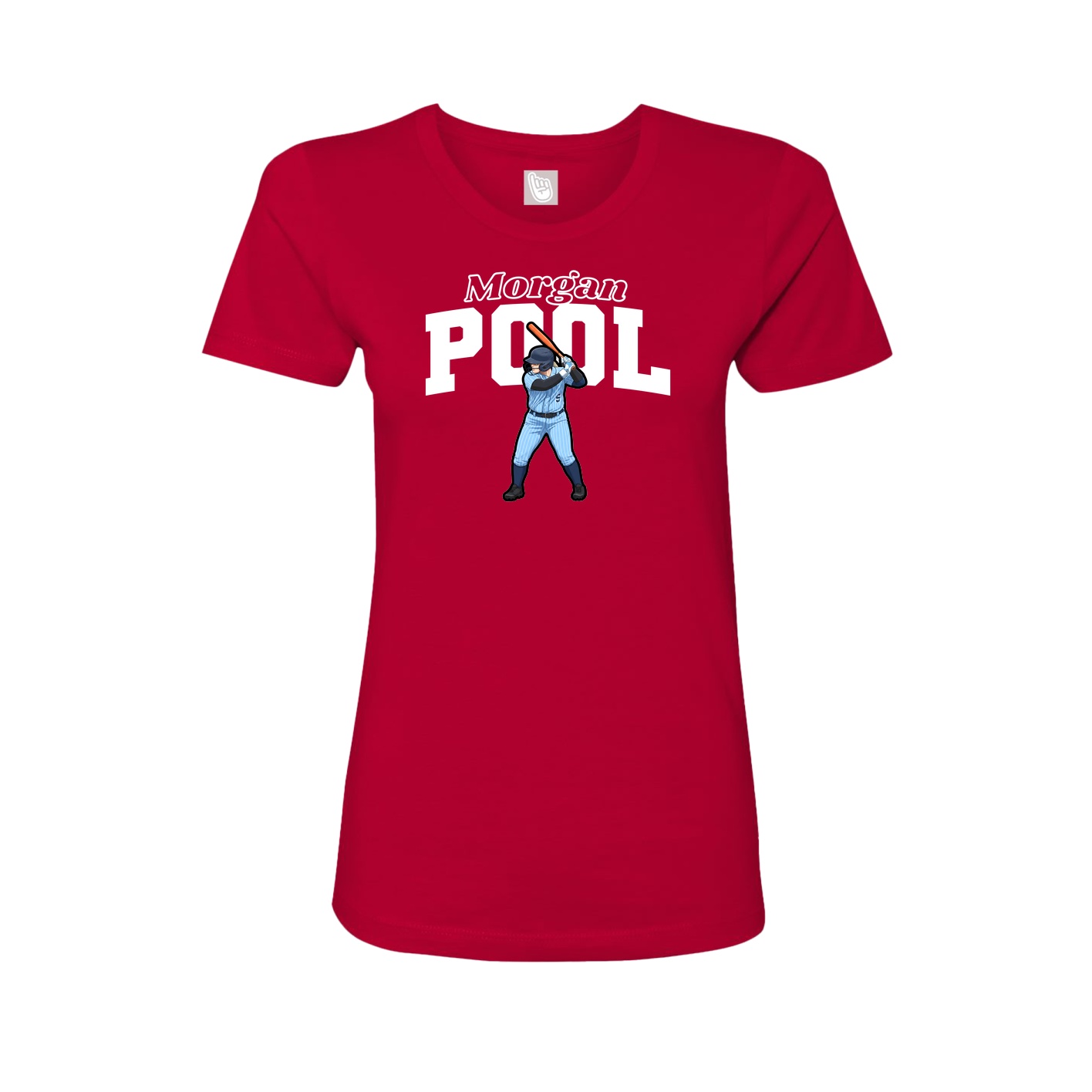 Fitted Women's Tee — Name Arch in Red