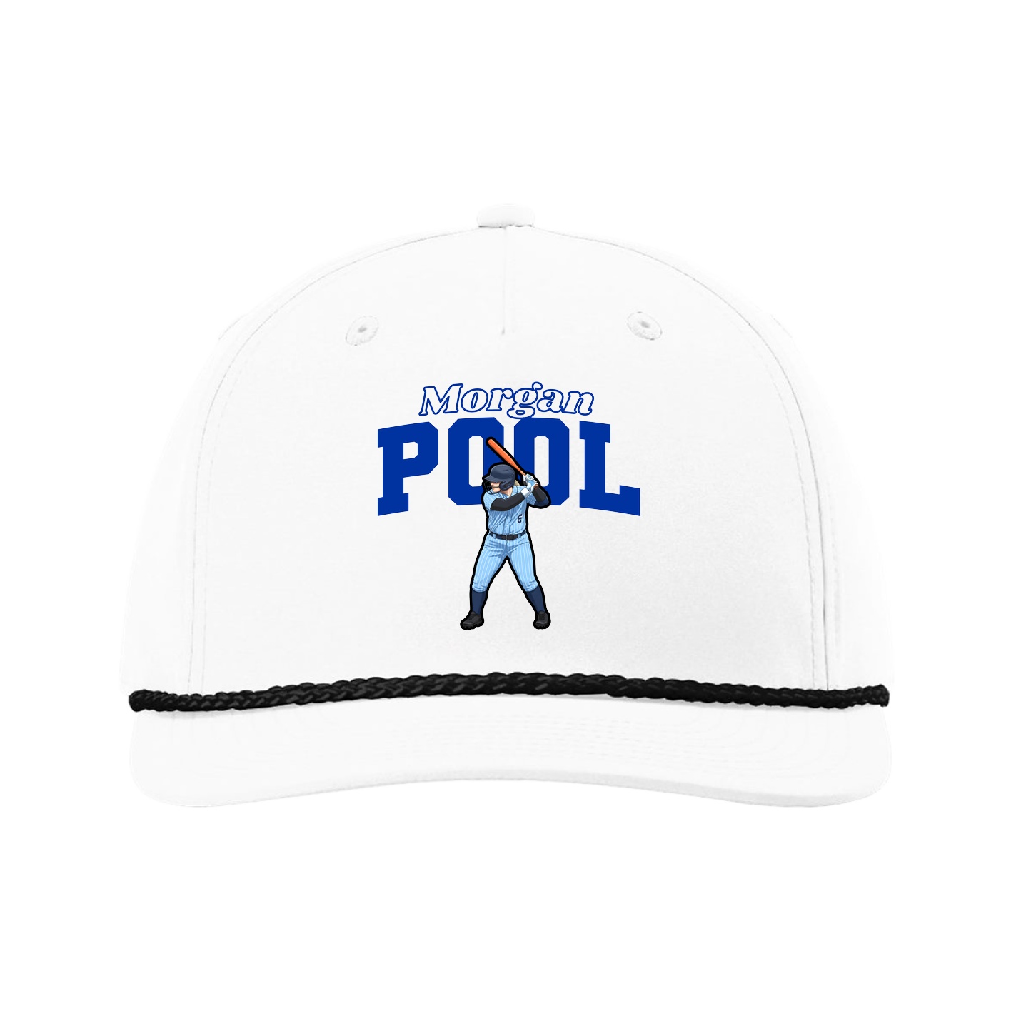 Five-Panel Classic Rope Cap — Name Arch in White